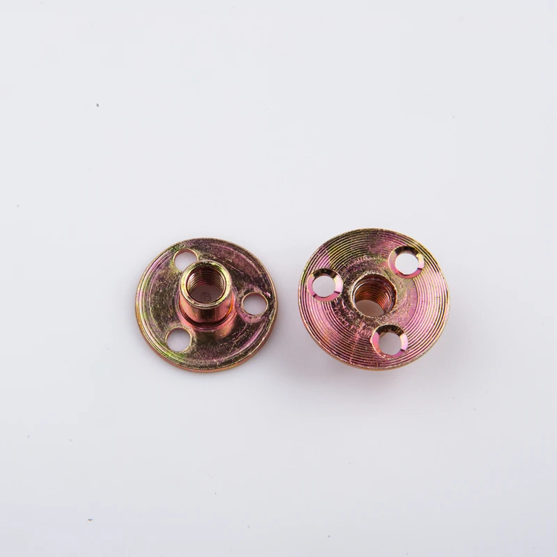 China Manufacture Zinc Plated Round Base T Nut With Three Brad Hole