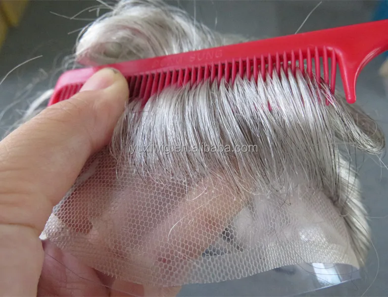 Stock toupee, swiss lace mens toupee 1b# mix 80% Grey hair color. fast shipping.