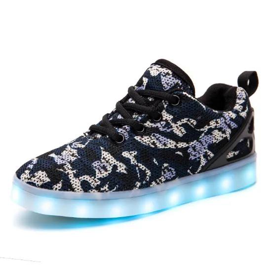 boys LED light shoes USD charge gold silver