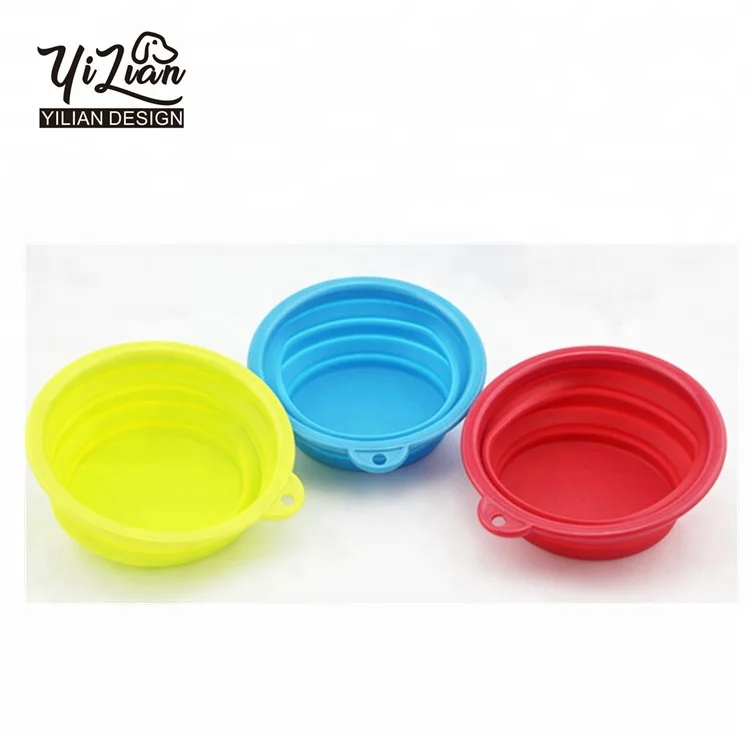 pet silicone travel 350 750 1000 1500ml capacity custom logo collapsible dog bowl