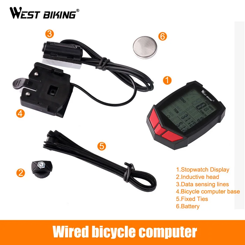 
WEST BIKING Bike Computer Mount 20 Functions Speedometer Odometer Cycling Computer Waterproof Wireless Exercise Bicycle Computer 