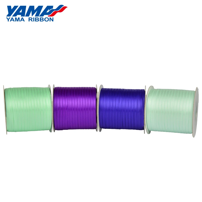 Yama Stocked 300 Yards Per Roll 5 MM Wide Satin Red Blue Balloon Ribbon