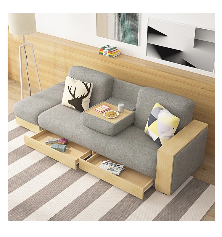 
2019 custom color fabric l shape sofa cum bed 