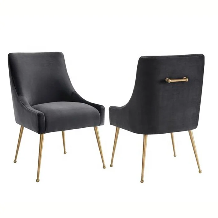 Стул для отдыха, обеденный стул, домашняя мебель во французском стиле, хромированные ножки, стул для столовой, серый бархатный стул для ресторана