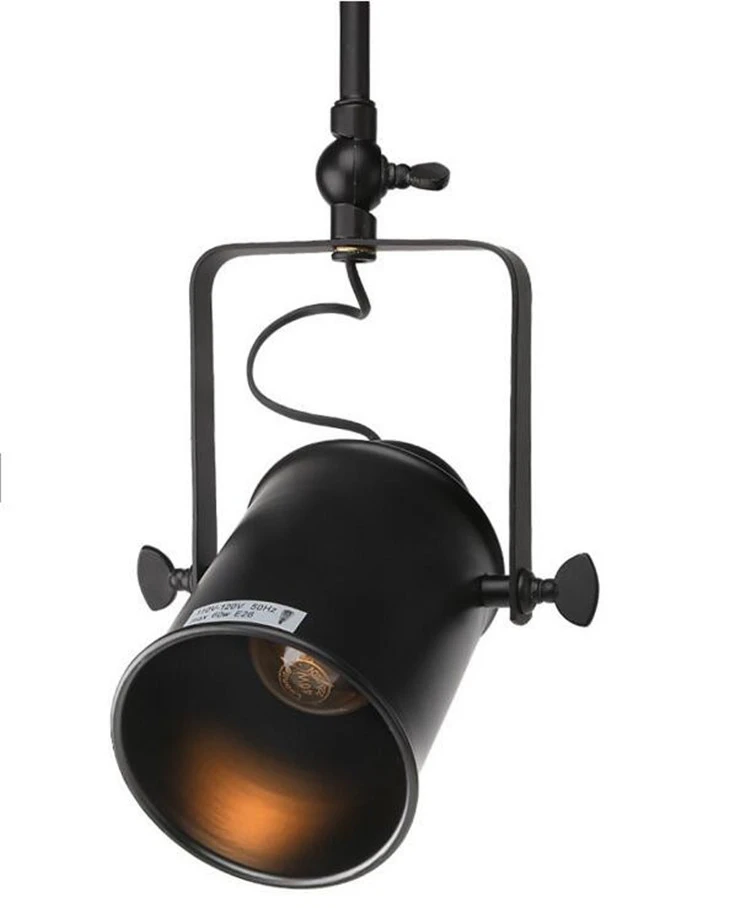 Wholesale Modern Style Black Iron Fitting E27 Track Lighting Rotary Ceiling Lamp for Restaurant Bar