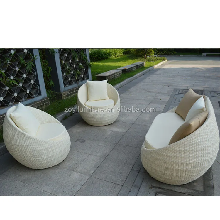 
4pcs Outdoor Garden PE Round Rattan Furniture Wicker Egg chairs And Table Set 