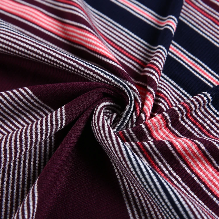 Хорошая цена Цвет Полосатый 95 район 5 спандекс 1x1 ребра вязать пряжа окрашенная ткань для платья