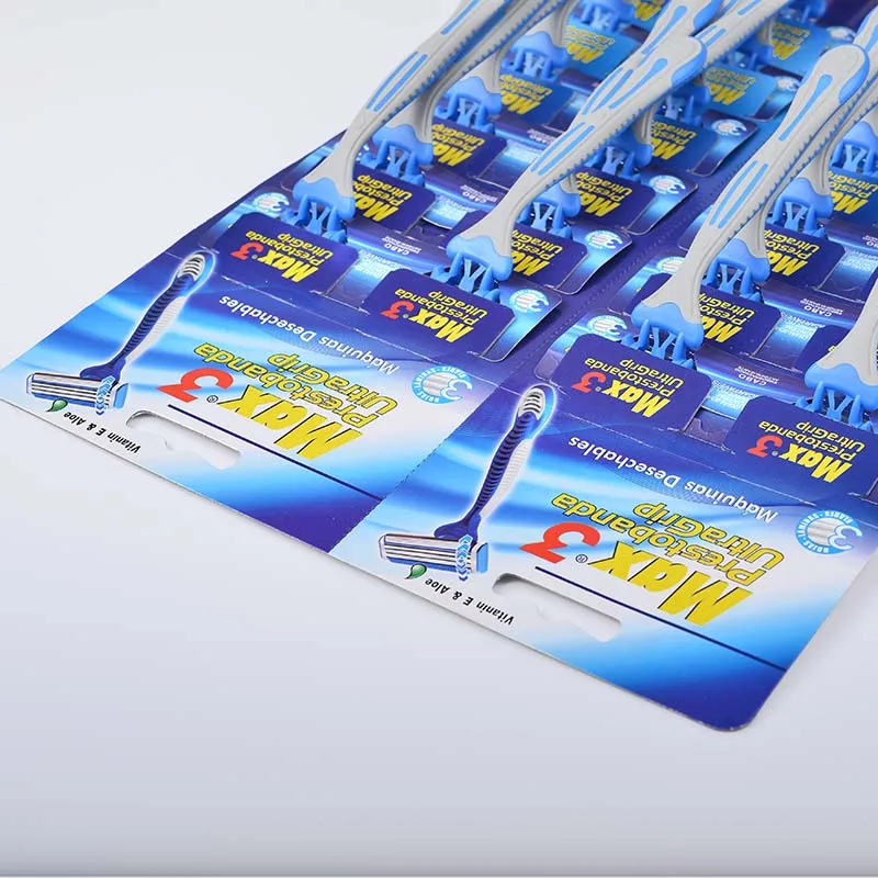 disposable Triple Blade Razor display card razor