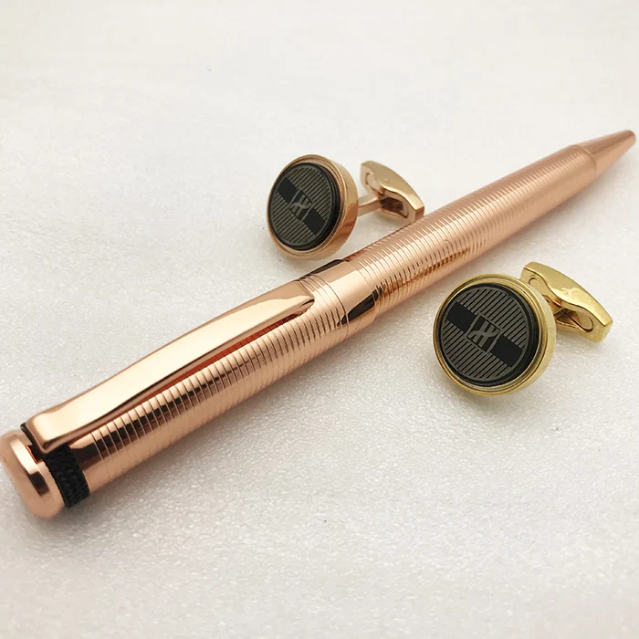 Роскошная латунная металлическая подарочная коробка, запонки, шариковая ручка, набор ювелирных запонок, набор мужских аксессуаров
