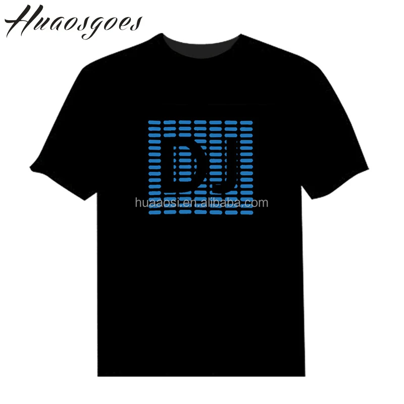 Free sample 2020 China made flashing music sound control el panel light led tshirt for Christmas party