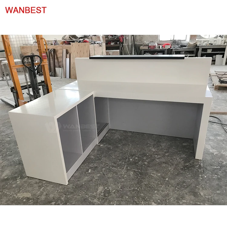 Hot Sale Acrylic White Office Furniture Clinic Restaurant Standing Reception Desk Cashier Counter