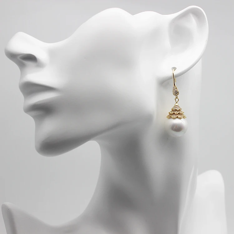 wholesale lovely gold plated pearl Austrian crystal drop jewelry earrings