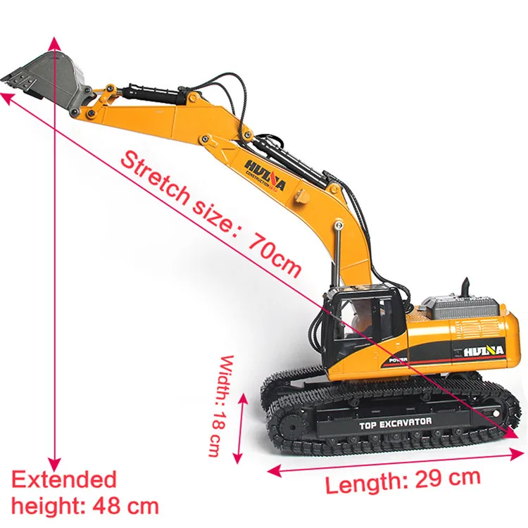 HUINA 1580 Hobby Alloy RC Hydraulic Excavator Kids Car Toys