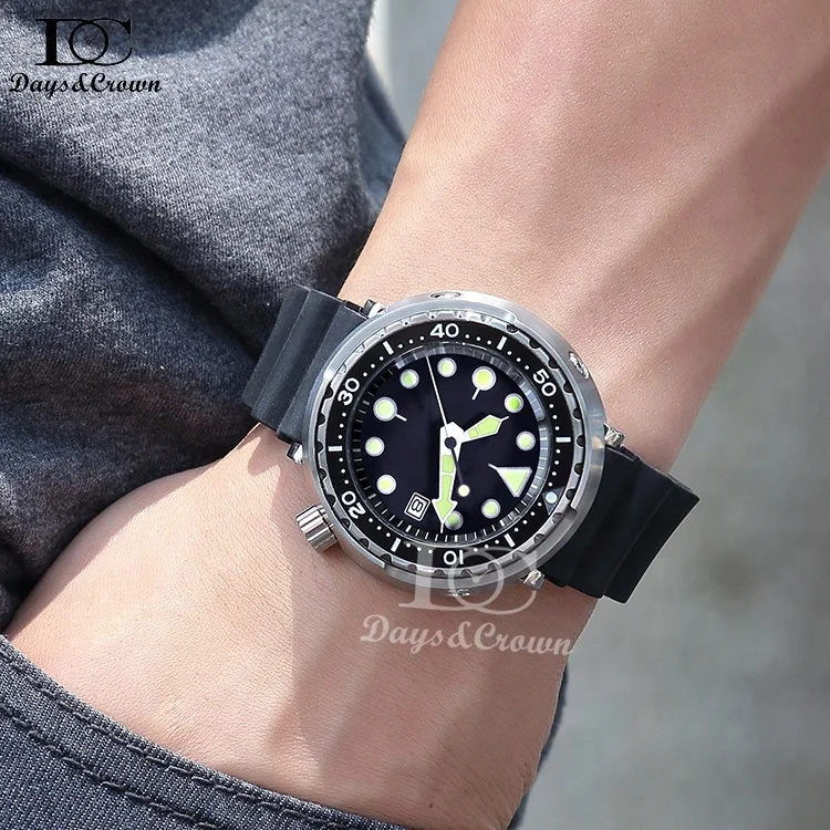 
Make your own brand Ready to ship 316L stainless steel 200 meter water proof Tuna dive watch 