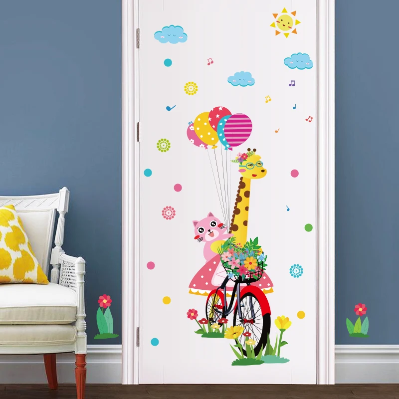 
Giraffe cat window PVC sticker kids room decor 3d wall stickers door wall sticker 
