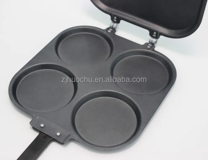 carbon steel non-stick double side 4 holes egg fry pan