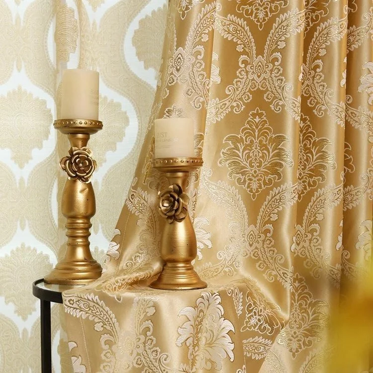 Home Goods Used Hotel  Luxury Designs Fabrics Jacquard Windows Curtains with Attached Valance for the Living Room Door