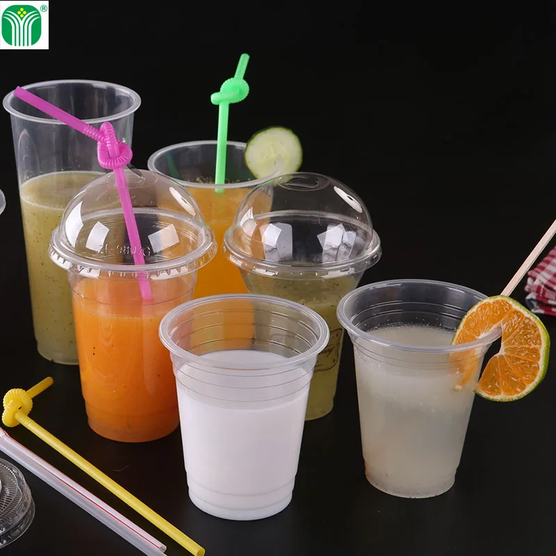
custom disposable clear plastic cup with lid and straw 