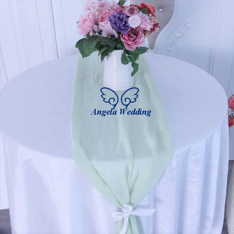 RU013G  many colors custom made good quality Gorgeous wedding soft dusty rose chiffon table runner