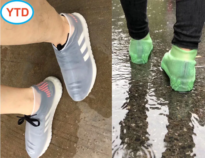 custom color reusable safe non slip silicone shoe covers waterproof silicone rain boots