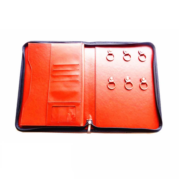 A4 leather key folder with zipper