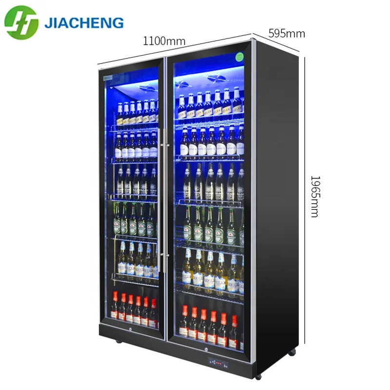 Door Refrigerator Upright Display Cooler Refrigerator Commercial Display Freezer Automatic Rebound 3 Glass Black CE R134a 630W