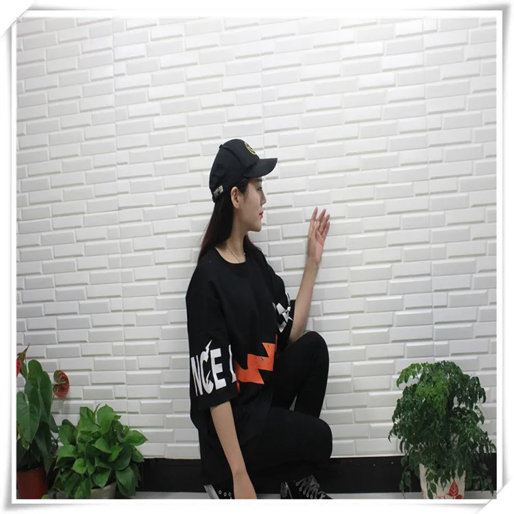 New design PE foam wallpaper 3d wall sticker peel and stick wall panel