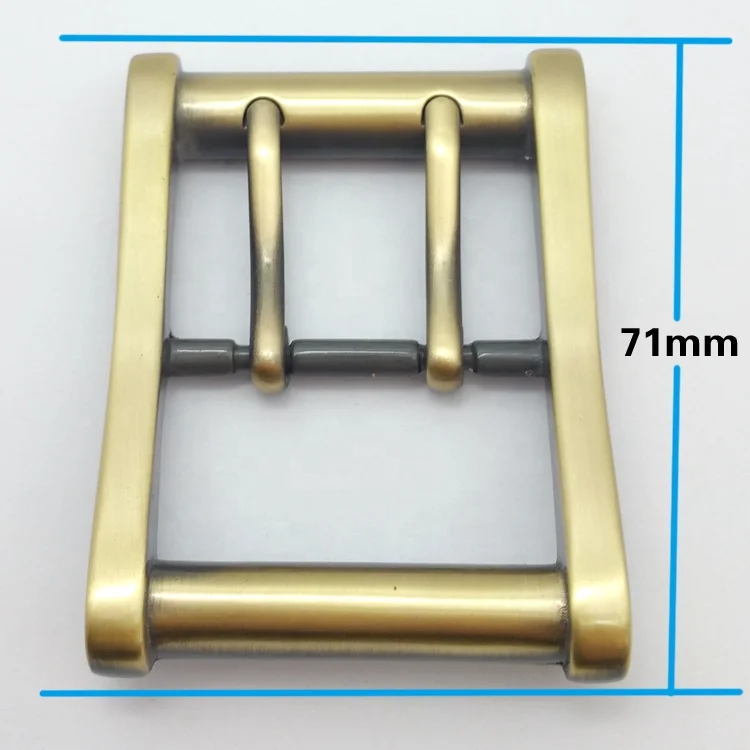 Wholesale Zinc Alloy 40mm Double Pin Center Bar Buckle Brush Antique Brass Finish