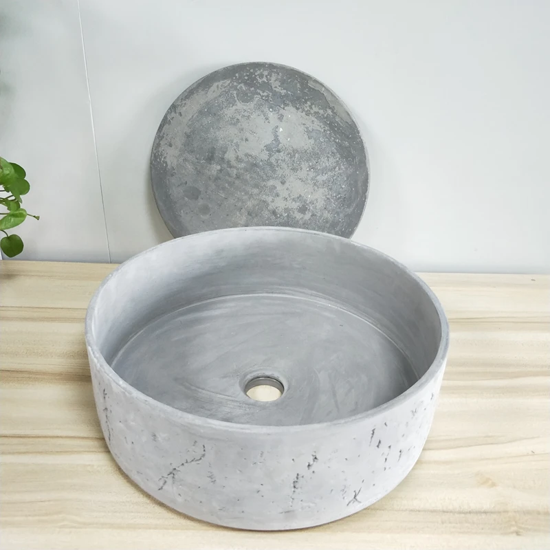 Rectangle Eco-friendly Hotel Supply Natural Concrete Bathroom Wash Basin