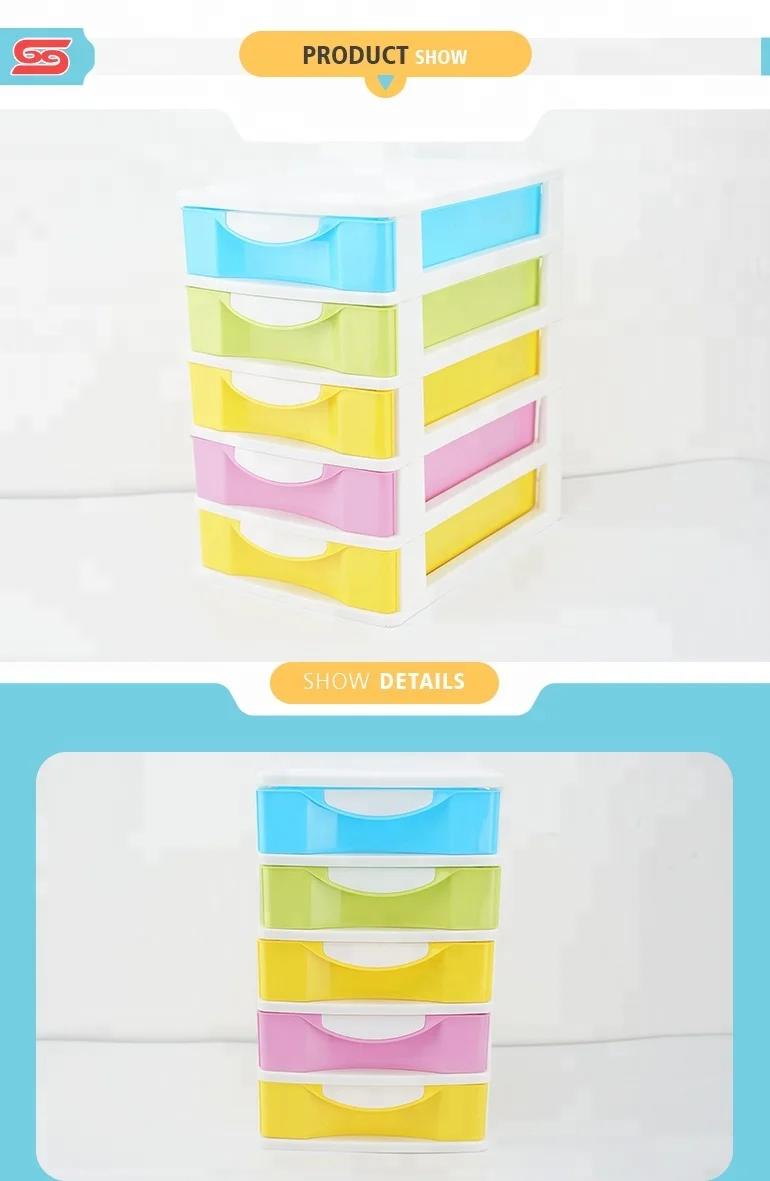 
5-tier small organizer box desk plastic drawer storage for office 