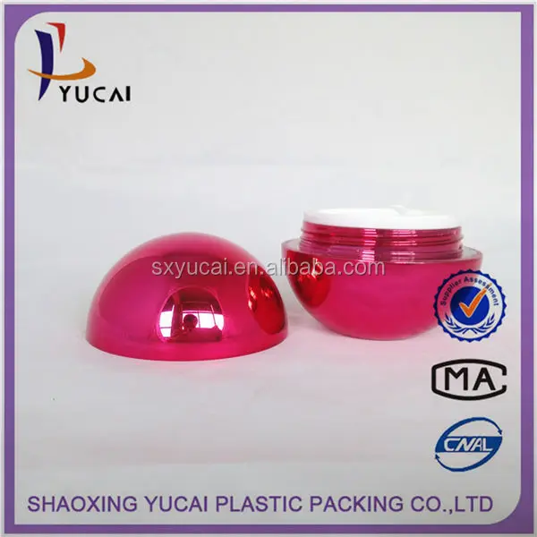 Shangyu yucai packaging acrylic cream jar red 50g round ball plastic container acrylic cosmetic jar