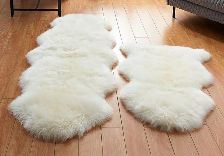 Tibetan Blond Color Curly Lamb Carpet Mongolian Long Hair Sheep Plate Fur