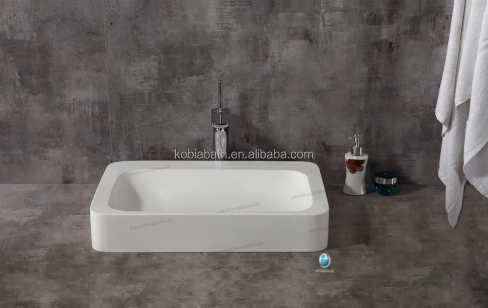 K-S1005 Матовая Глянцевая настенные искусственного камня смолы встроенной раковиной