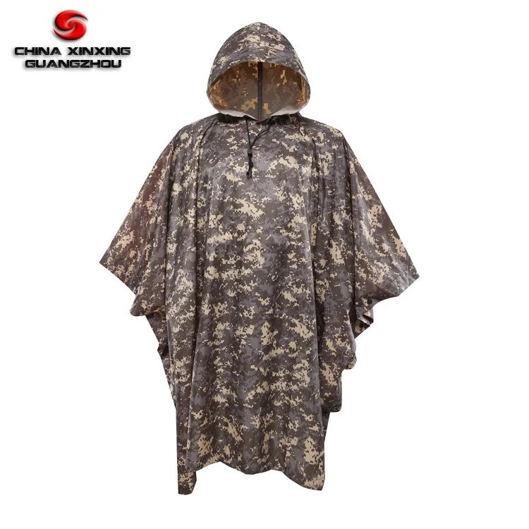 PVC Coating Digital Camouflage Rain coat Poncho Tactical Raincoat