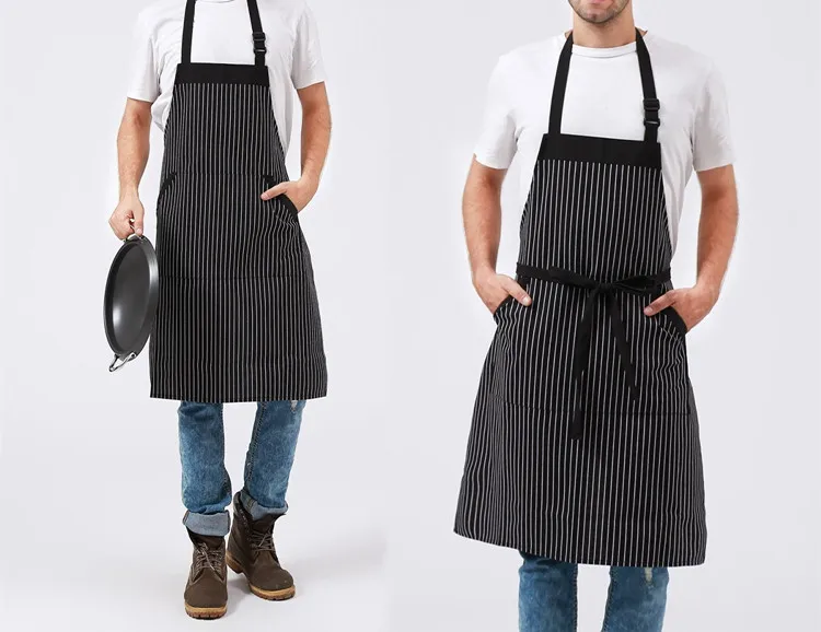 Striped Canvas Couple Style Kitchen Cooking Clothes