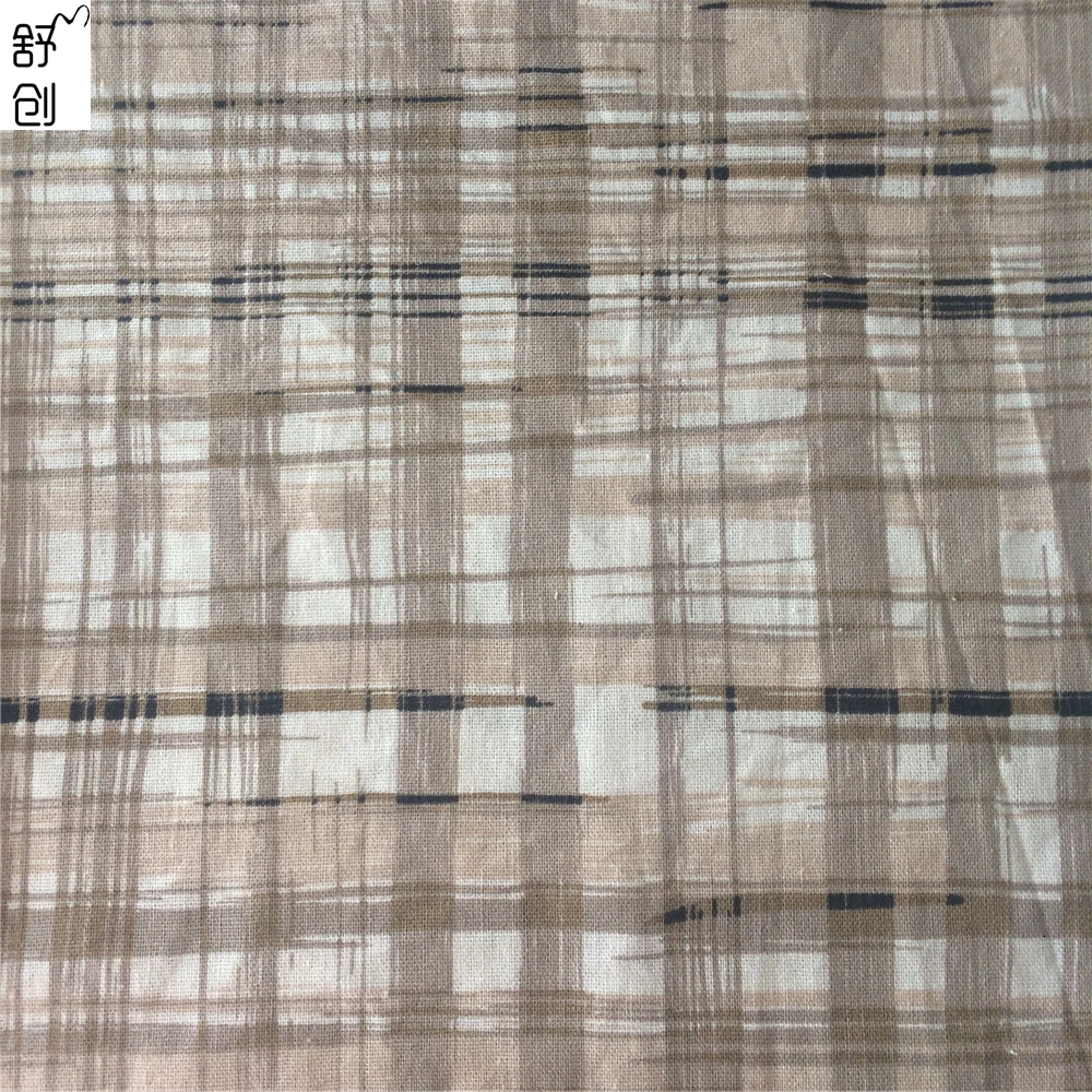 the newest Lattice printed linen Fabric