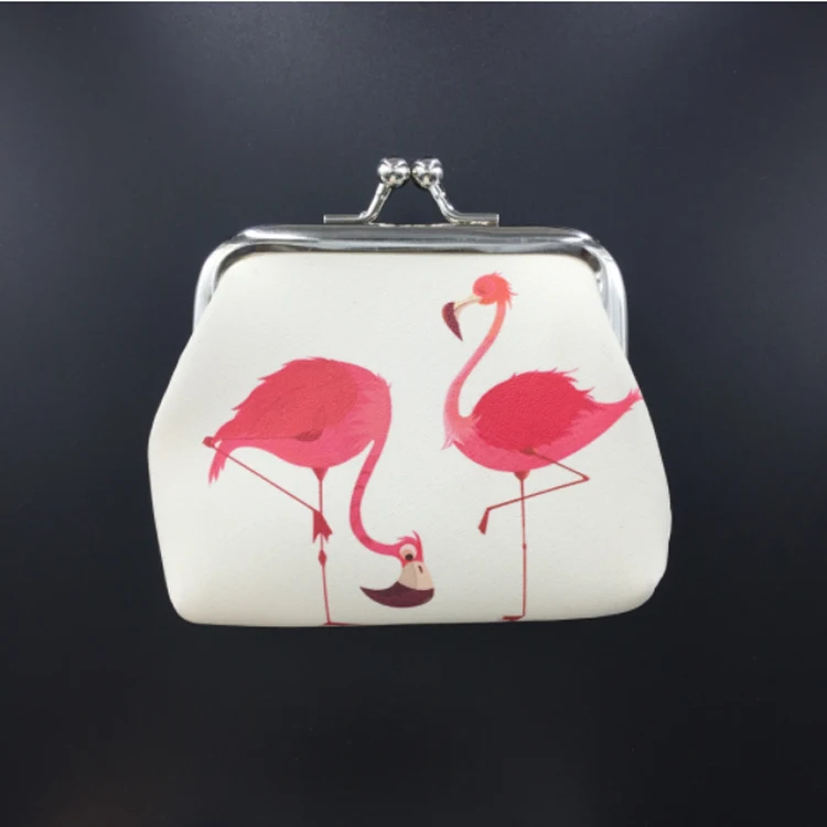 
Wholesale Fashion PU Logo Printed Flamingo Mini Coin Purse 