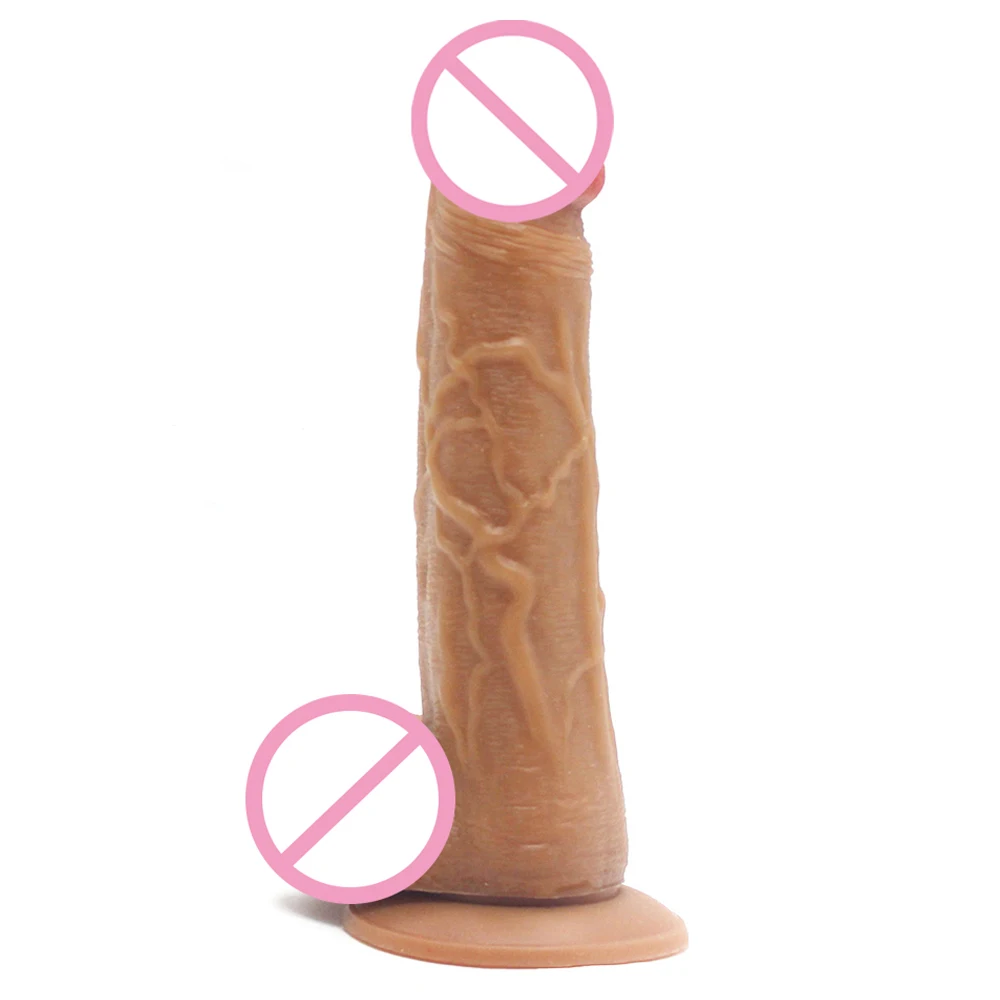 7 Inch Double Layer Real Soft Silicon Dildo Adult Realistic Gay Huge Penis Sex Toys Products Sex Dong with Strong Suction Cup
