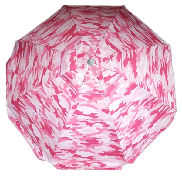 Hot sale camouflage pink printing with fiberglass ribs polyester uv fabric new design beach umbrella