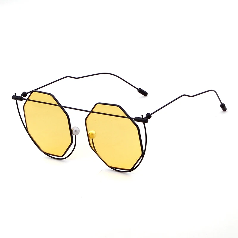 Guvivi женские очки Модные полые полигон для бровей очки Женщины зеркало Octagon нерегулярные ноги очки оптом Китай