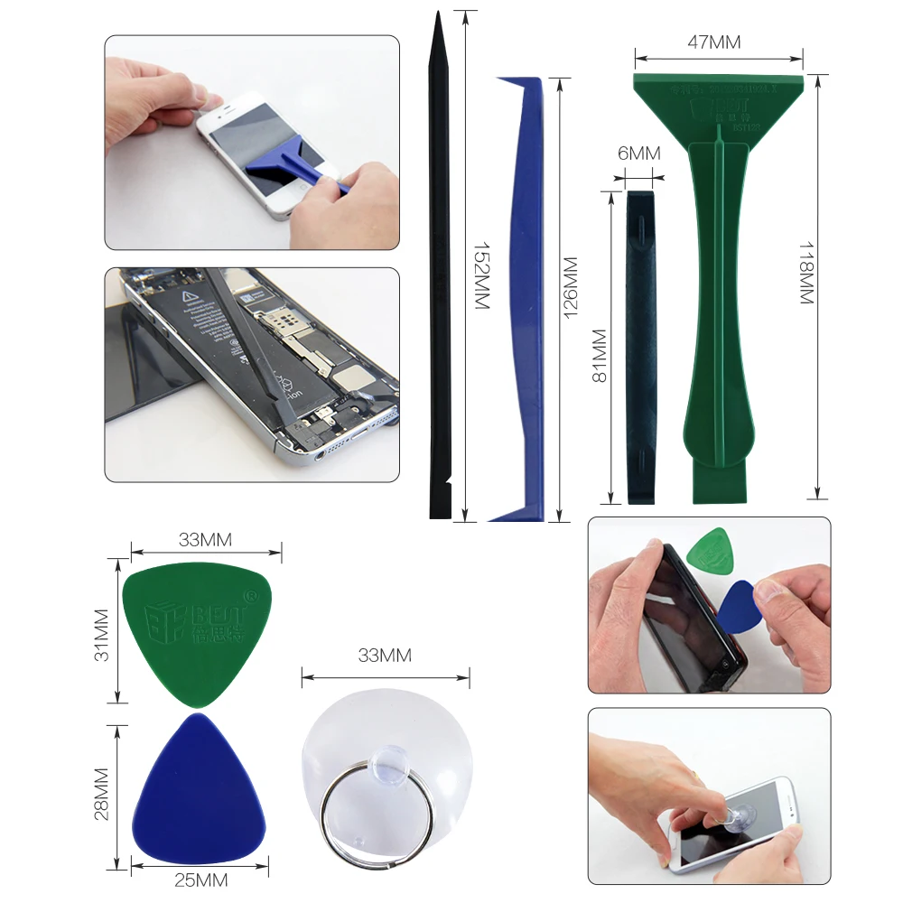 BST-288 12 in 1 Repair Opening Tools Hand Disassemble Tools Set Kit with Mini Screwdriver  for Cellphone Repair