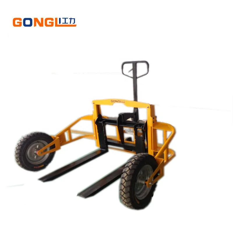 Yellow New Brand 1ton Load Capacity big wheel pallet truck
