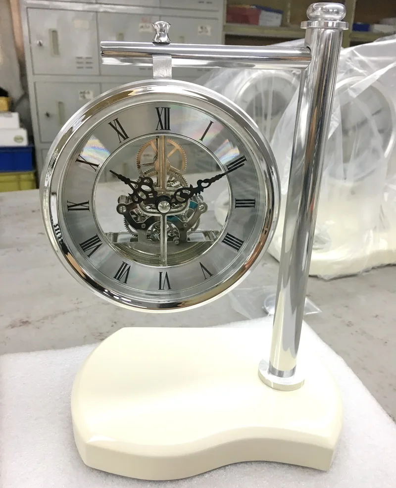 Pendulum Desktop Clock Mechanism Brass Wooden Skeleton Movement K3056P