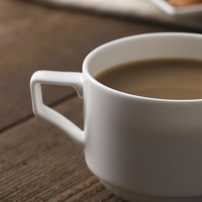 Hotel cafe fine bone china white elegant coffee cup and saucer espresso latte tea cup set