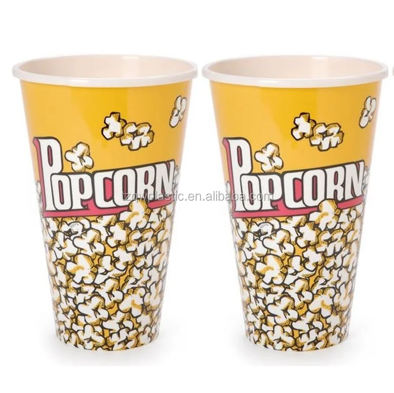 Набор из 3 больших пластиковых ванн для попкорна в стиле кинотеатра многоразового использования