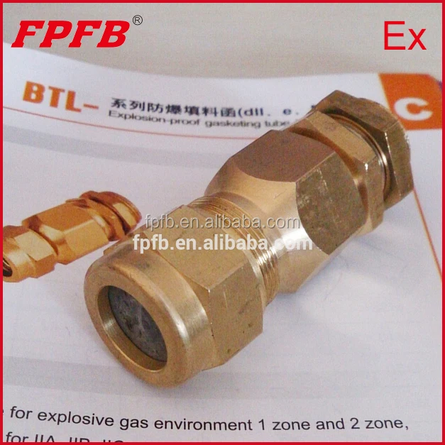 BTL series ExdIIC IP66  Explosion proof brass armoured cable gland with high quality