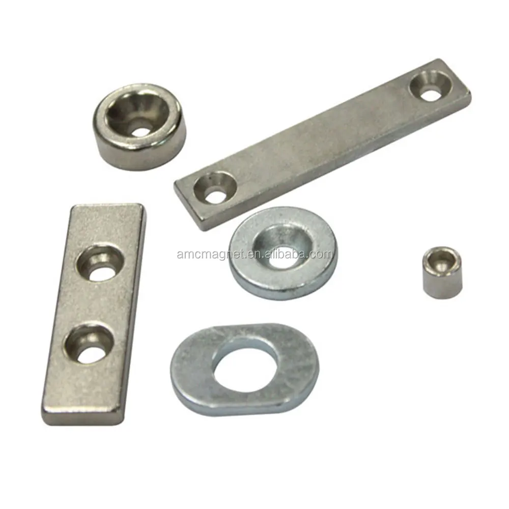high grade countersunk block neodymium magnet with two hole