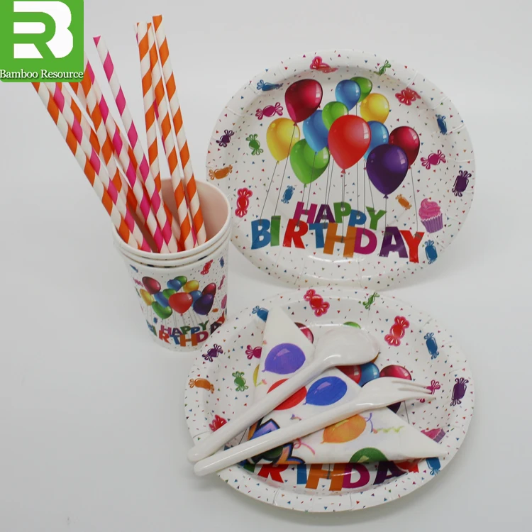 2021 Disposable paper party set paper cup and paper plate with napkin