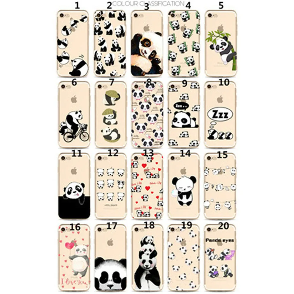 transparent Clear Cute cartoon Panda custom print paint Soft Silicone TPU Phone back Cover case for iphone 11 pro max 7 8 plus