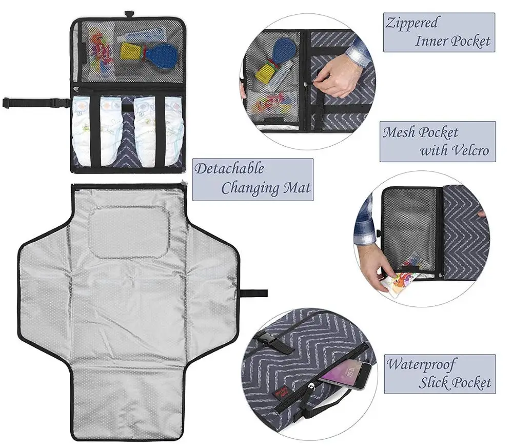 
OEM Portable waterproof travel traveling foldable diaper baby changer pad mat portable baby diaper changing pad kit 